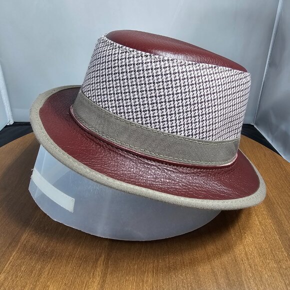 Eco Soho Leather / Fabric Fedora American Hat Makers | Burgundy | Medium RARE - Picture 5 of 10